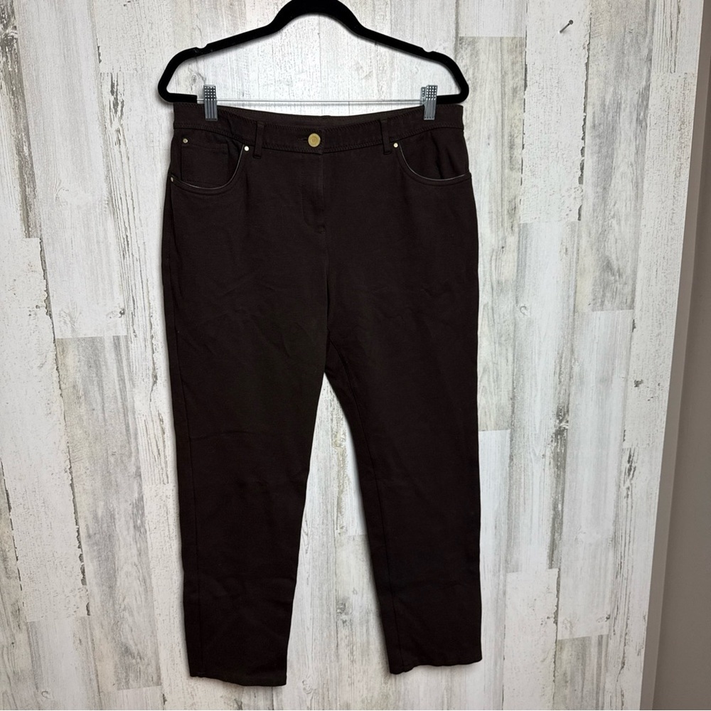 Chico's So Slimming Pants SZ 2 Short Brown Straight Leg Trousers Comfort Classic - Picture 9 of 9